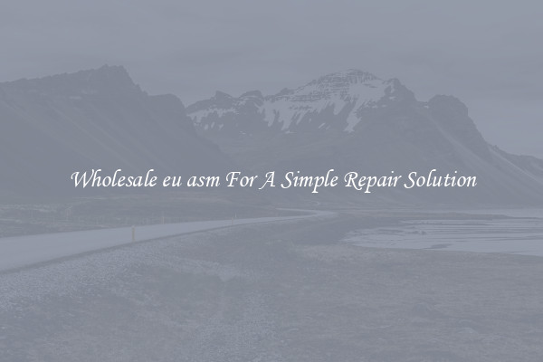 Wholesale eu asm For A Simple Repair Solution