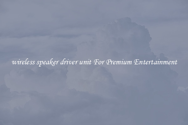 wireless speaker driver unit For Premium Entertainment